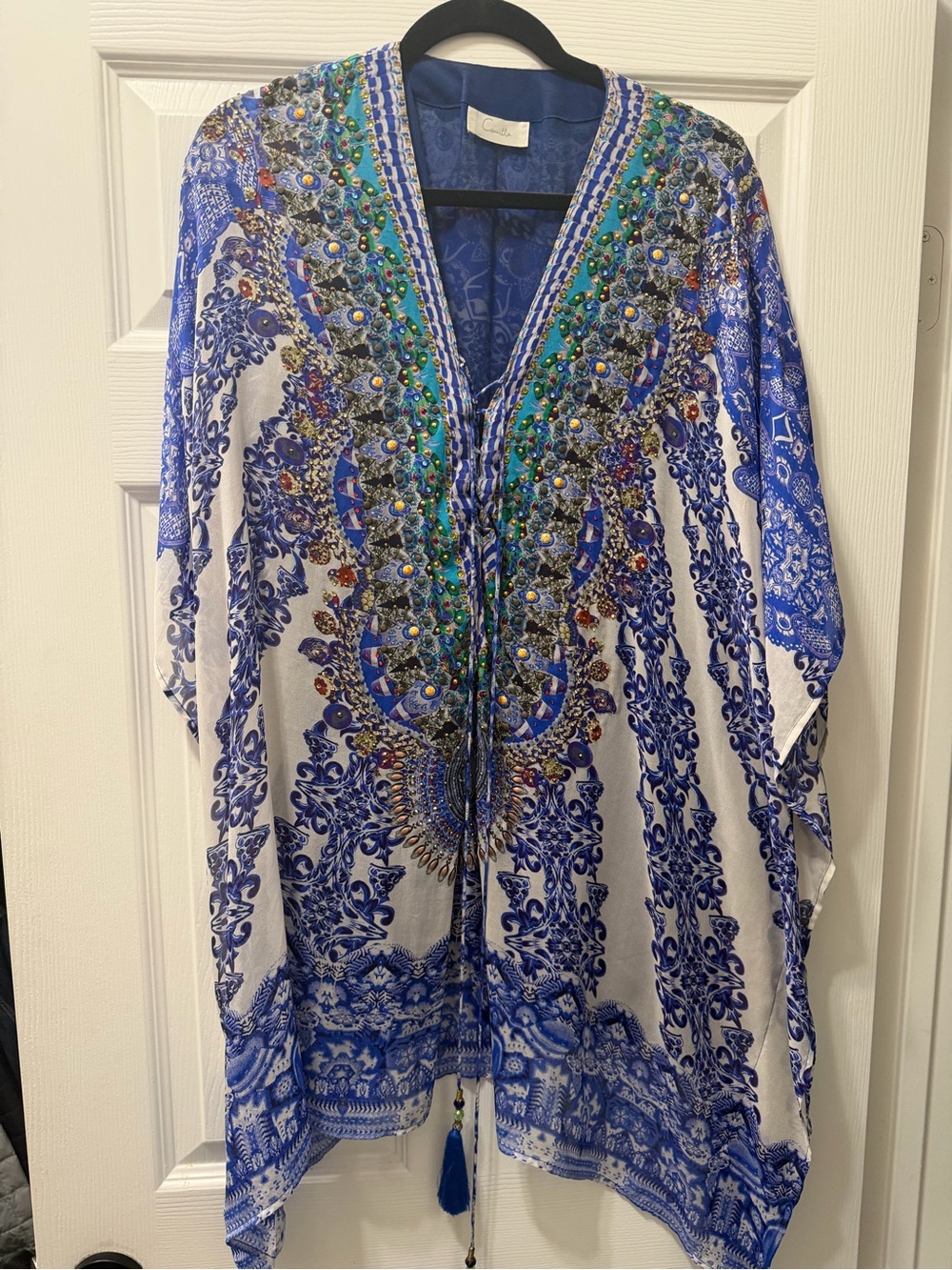Camilla Blue & Teal Embellished V-Neck Tunic